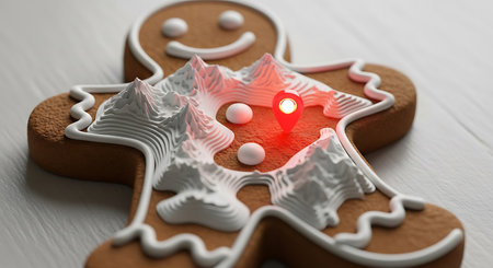 Christmas gingerbread cookies in the shape of a star on a white backgroundの素材