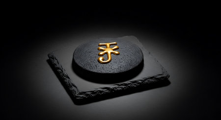 Sign of the zodiac in the form of a stone on a black backgroundの素材