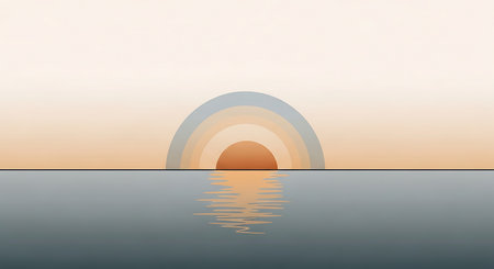 Sunrise in the sea. Vector illustration for your graphic design.の素材