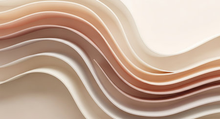 3d render of abstract background with smooth wavy lines in beige colorsの素材