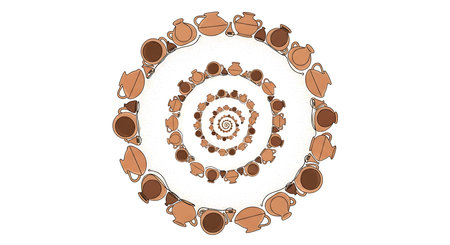 Coffee cup pattern on a white background. Vector illustration.の素材