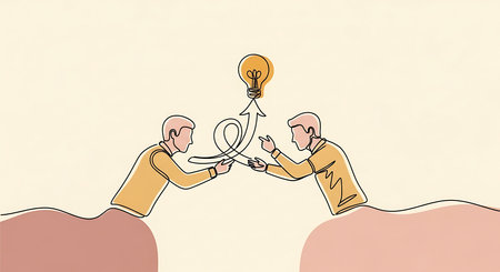 Two men holding a light bulb in their hands. Business concept.の素材