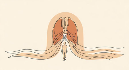 Lungs in a linear style. Vector illustration of human anatomy.の素材
