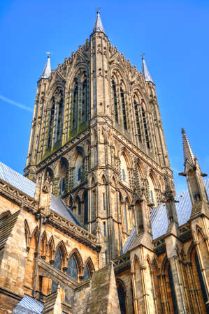 HDR of Lincoln Cathedral tower, UK showing architectural detail の写真素材