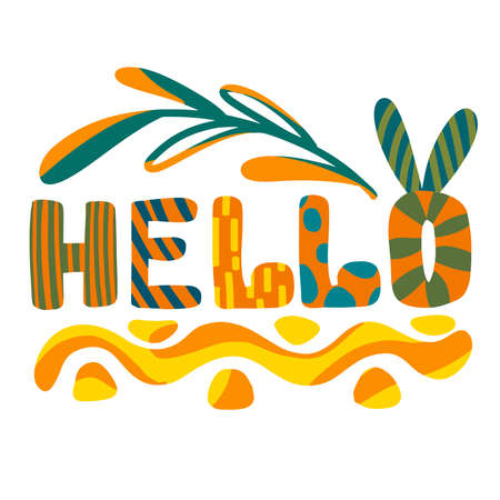 Slogan hello. World hello day signのイラスト素材