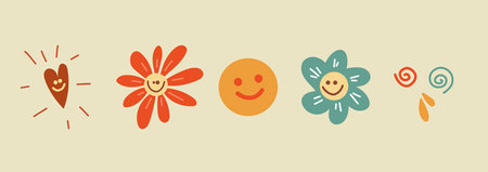 Set floral groovy daisies.