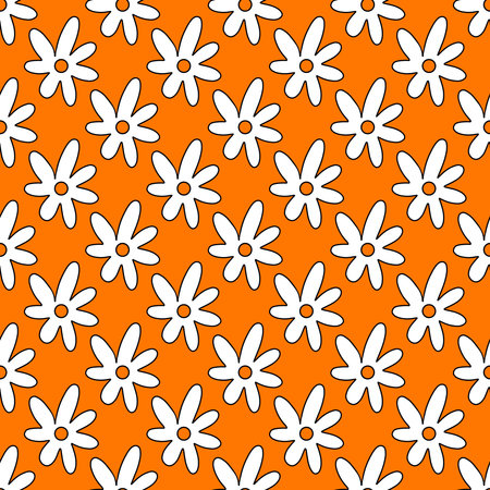 Pattern groovy daisy. Hippie retro vintage flowers seamless pattern in 70s-80s style. hippie aestheticのイラスト素材