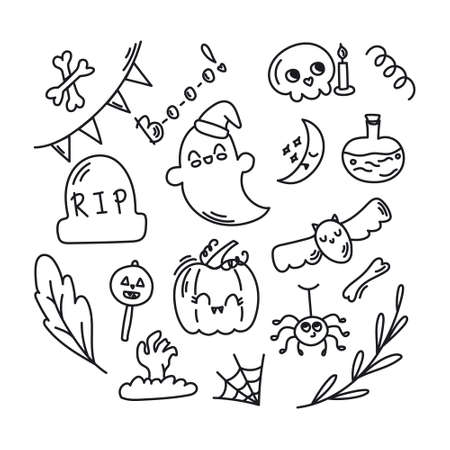 Halloween Drawings Vector Setのイラスト素材