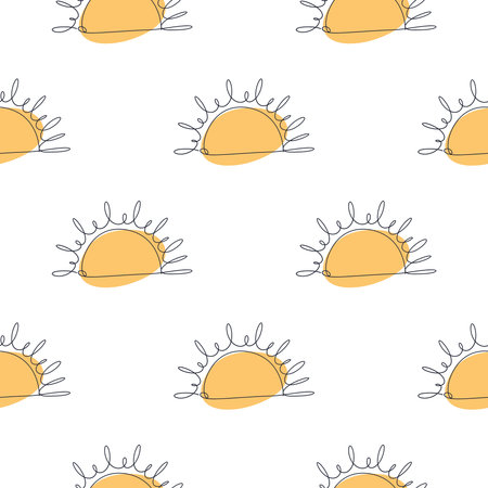 Pattern line art of the sun and spotsのイラスト素材