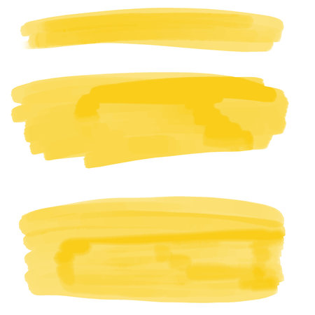 Set yellow watercolor stains in hand drawn style on white background. vector illustrationのイラスト素材