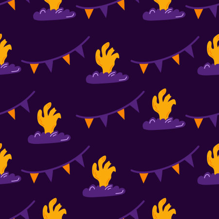Halloween pattern on a dark background. vector illustrationのイラスト素材