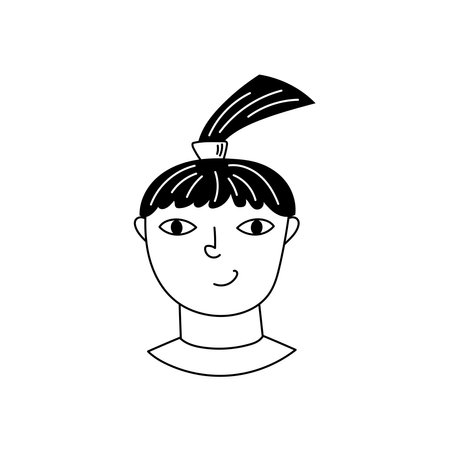 Cartoon doodle teenage girl. Vector sketch illustration.のイラスト素材
