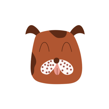 Flat face of dog. Doodle head dog. Cute pooch vectorのイラスト素材