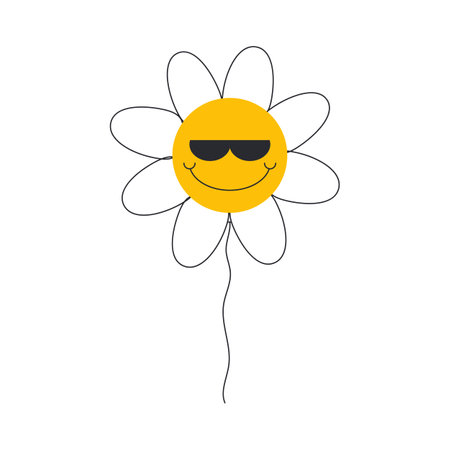 Balloon Groovy chamomile. Ballon isolated on white background. Happy birthday and party concept. Flat style vector illustration.のイラスト素材