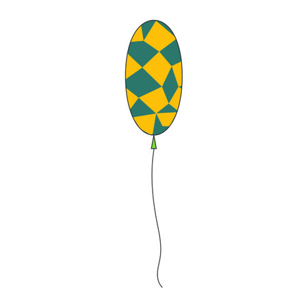 Retro Ballon Psychedelic. Vintage green and yellow ball in a cage. Balloon isolated on white background. Happy birthday and party concept. Flat style vector illustration.のイラスト素材