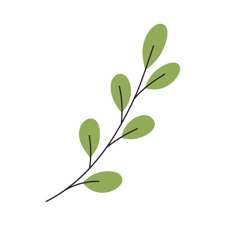 Abstract Twig with Leaves. Element for print, postcard and poster. Vector Hand Draw illustrationのイラスト素材