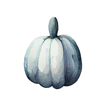 Watercolor Blue Pumpkins Illustration. Isolated object on white background.の写真素材
