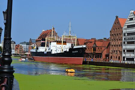 Poland Gdansk 2018 August 1 historic city center anchor ship Soldek