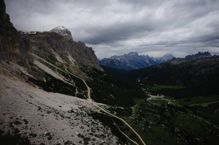 Impression of the rugged Mountain ranges in the Italian Dolomitesの写真素材