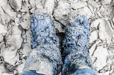 Dirty feet, as a result of an exploration of the Frysian Mud flats, known as it noarderleechの写真素材