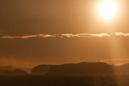 Giant tabular icebergs floating in the Weddell Sea, in Antarctica.の写真素材
