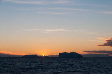 Giant tabular icebergs floating in the Weddell Sea, in Antarctica.の写真素材