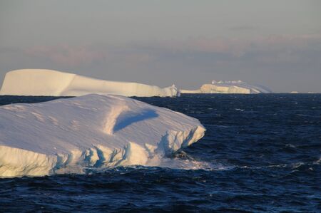 Giant tabular icebergs floating in the Weddell Sea, in Antarctica.の写真素材
