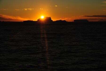 Giant tabular icebergs floating in the Weddell Sea, in Antarctica.の写真素材