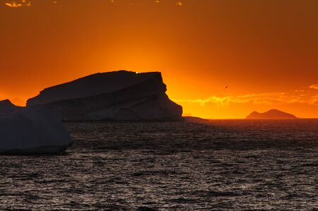 Giant tabular icebergs floating in the Weddell Sea, in Antarctica.の写真素材
