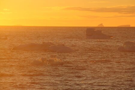 Giant tabular icebergs floating in the Weddell Sea, in Antarctica.の写真素材
