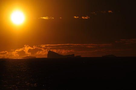 Giant tabular icebergs floating in the Weddell Sea, in Antarctica.の写真素材