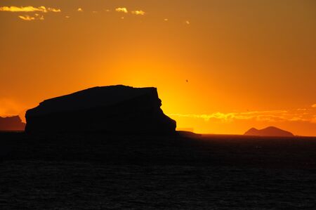 Giant tabular icebergs floating in the Weddell Sea, in Antarctica.の写真素材