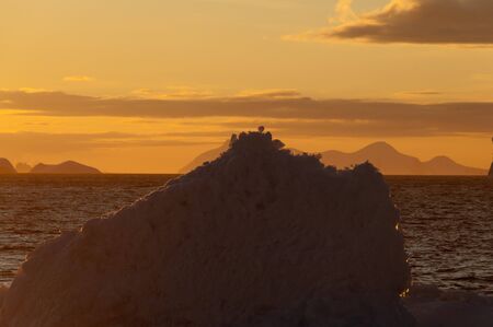 Giant tabular icebergs floating in the Weddell Sea, in Antarctica.の写真素材