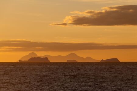 Giant tabular icebergs floating in the Weddell Sea, in Antarctica.の写真素材
