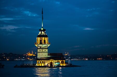Kiz Kulizi, also Known as the maidens tower or the Leander Tower, in the evening light.の写真素材