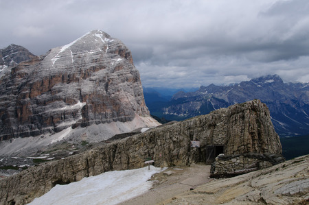 Impression of the rugged Mountain ranges in the Italian Dolomitesの写真素材