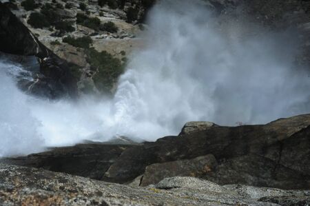 Water Plunging Down the Upper Yosemite Fallsの写真素材