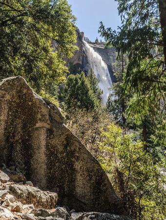Nevada Fall in early spring: Yosemite National Park, California, USAの写真素材
