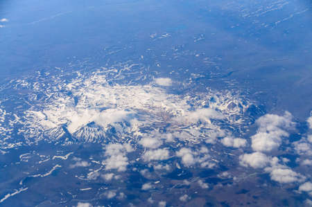 An aerial impression of the mountains on central Icelandの写真素材