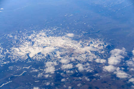 An aerial impression of the mountains on central Icelandの写真素材