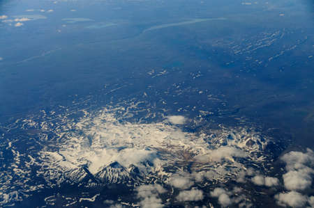 An aerial impression of the mountains on central Icelandの写真素材