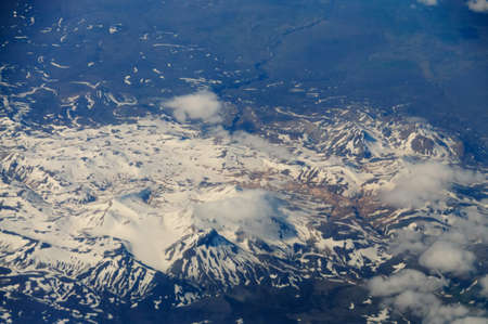An aerial impression of the mountains on central Icelandの写真素材