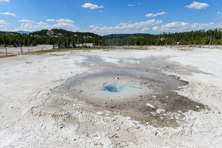 A small geyser in the Norris Geyser Basin in Yellowstone National Parkの写真素材