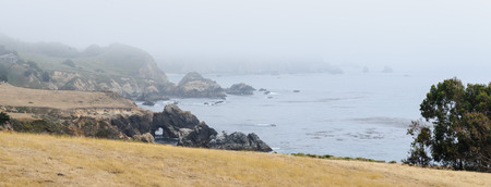 United States Highway 1 along the Californian Pacific Coast in mid summerの写真素材