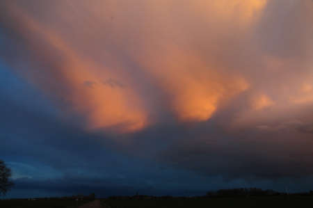 Eerie Sky over Friesland during the early evening. sunset.の写真素材