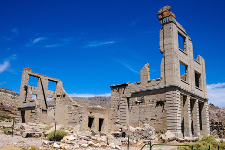 Ruins of the old Ghost town of Rhyolite, Nevada, on an early August morning.の写真素材