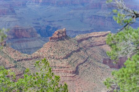 The Grand Canyon, as seen from the south rim, near Grand Canyon Village, in early August.の写真素材