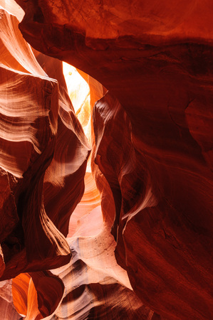 The interior of the narrow walls of the winding Antelope Canyon in Navajo Tribal Park, near  Page Arizona.の写真素材