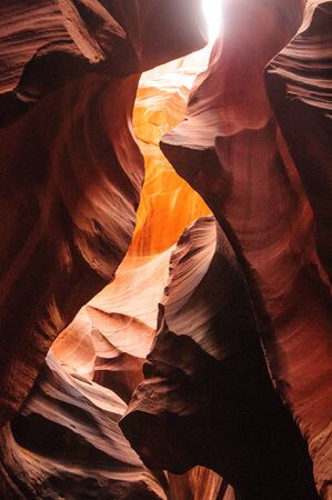 The interior of the narrow walls of the winding Antelope Canyon in Navajo Tribal Park, near  Page Arizona.の写真素材