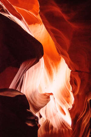 The interior of the narrow walls of the winding Antelope Canyon in Navajo Tribal Park, near  Page Arizona.の写真素材